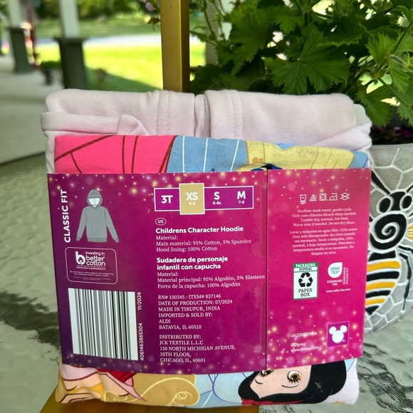 NWT-Disney Princess Pink Hoodie for Kids size 4/5 - Picture 3 of 3